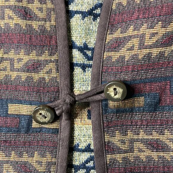 Jones New York Country Aztec Southwestern Vest Brown Size Small Wool Blend - Picture 4 of 6